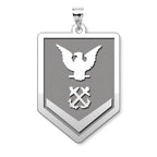 Unites States Coast Guard Petty Officer 3Rd Class Pendant — silver and white metal front