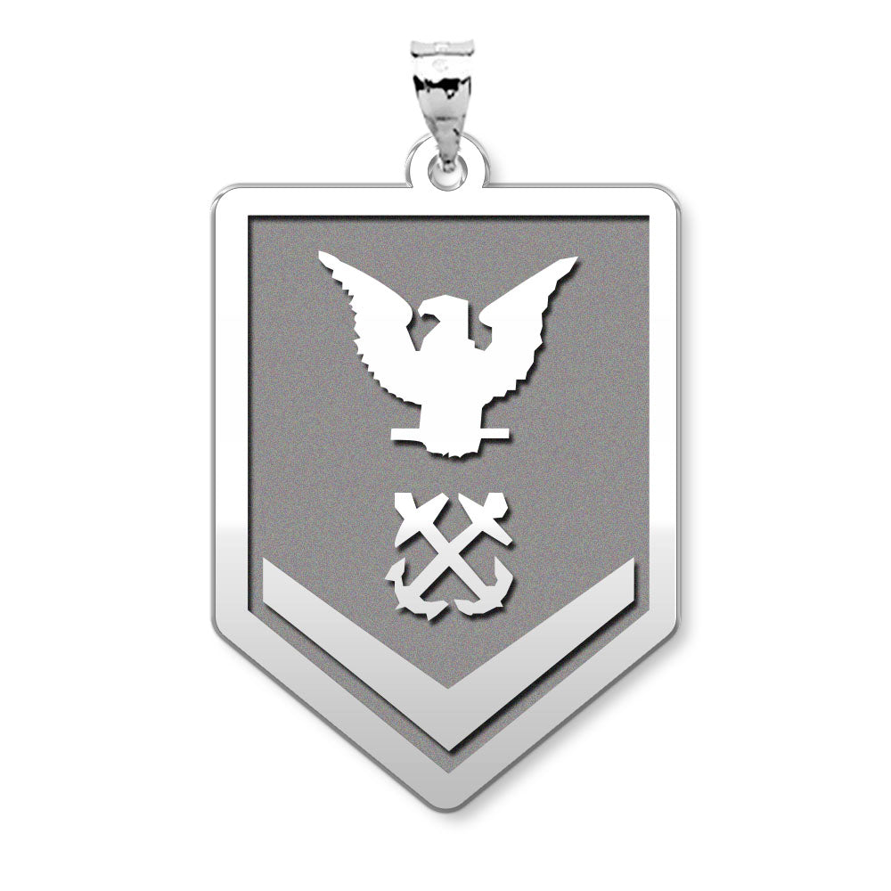 Unites States Coast Guard Petty Officer 3Rd Class Pendant — silver and white metal front