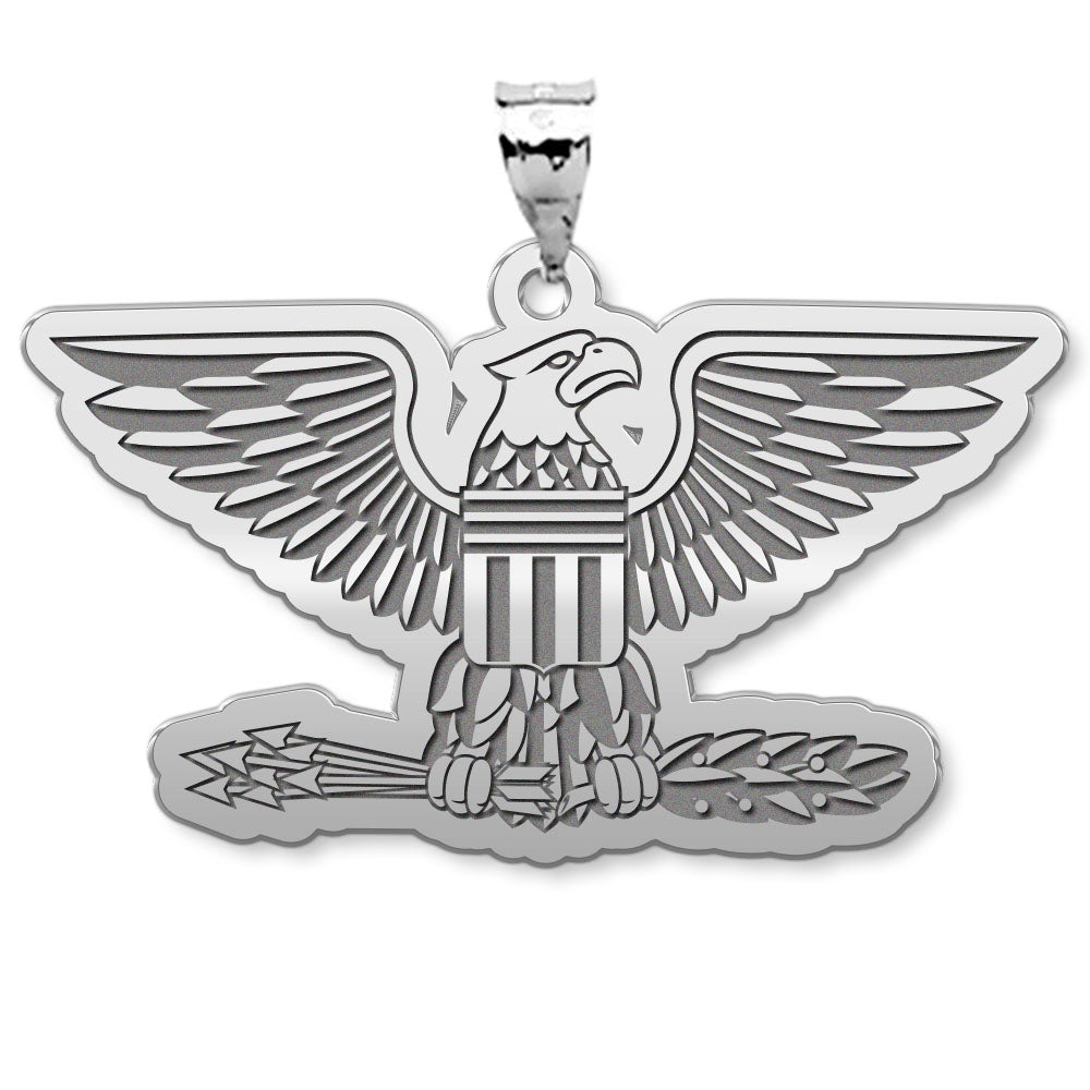 US Army National Guard Colonel Pendant — silver and white metal front