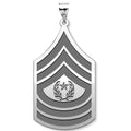United States Army Command Sergeant Major Pendant — silver and white metal front