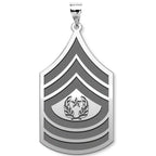 United States Army Command Sergeant Major Pendant — silver and white metal front