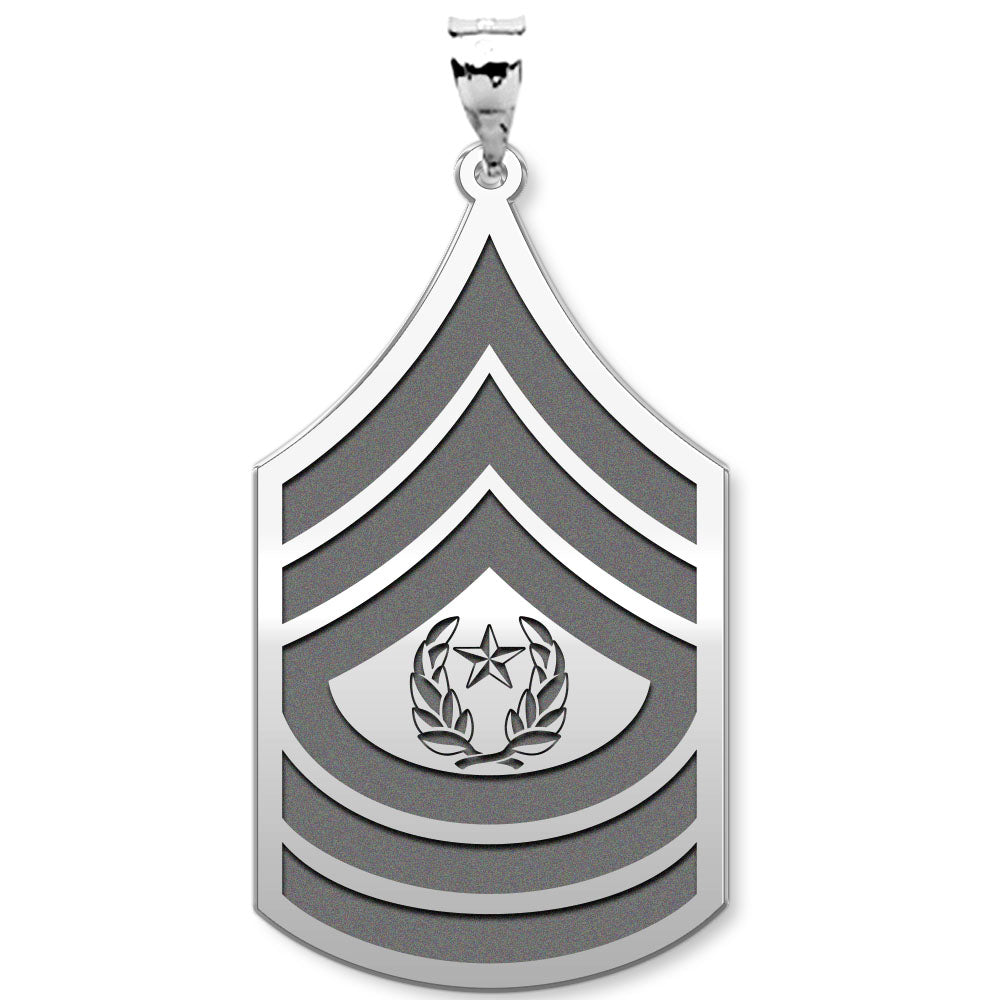 United States Army Command Sergeant Major Pendant — silver and white metal front