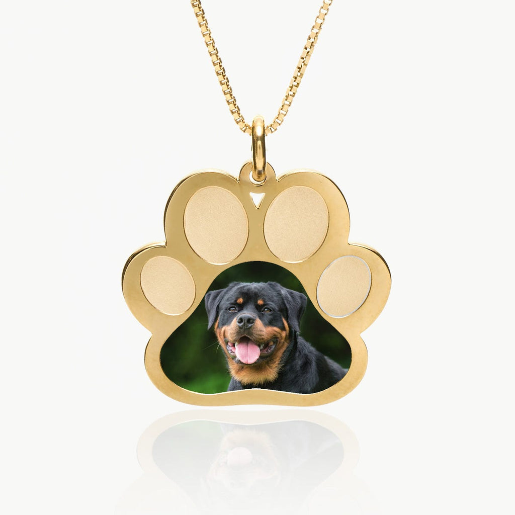 Stainless Steel Photo Engraved Paw Print Pendant