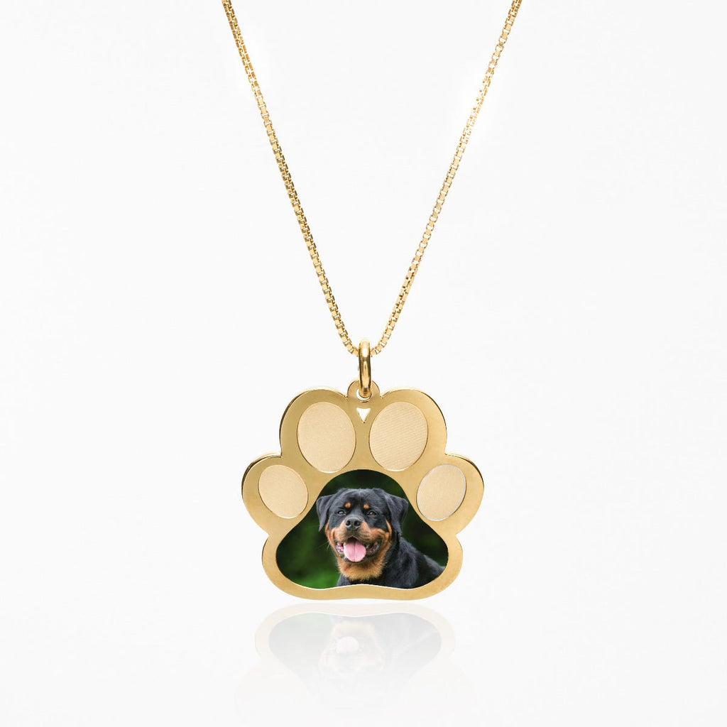 Stainless Steel Photo Engraved Paw Print Pendant
