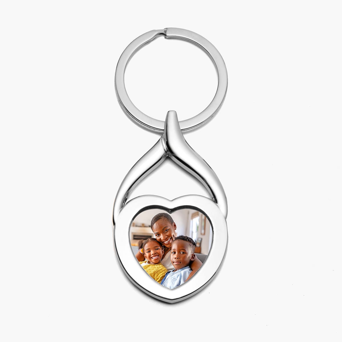 Stainless Steel Engravable Heart Photo Laser Keychain