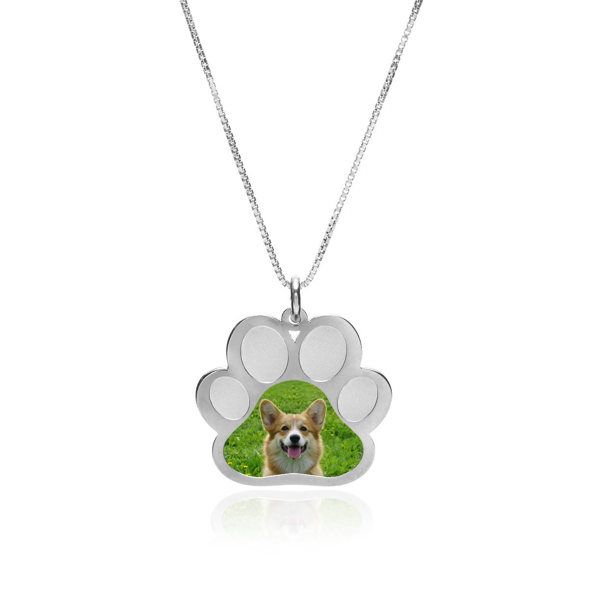 Stainless Steel Photo Engraved Paw Print Pendant