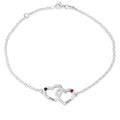 Interlocking Heart Bracelet with Two Birthstones & Two Names