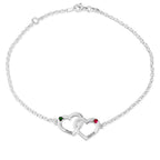 Interlocking Heart Bracelet with Two Birthstones & Two Names