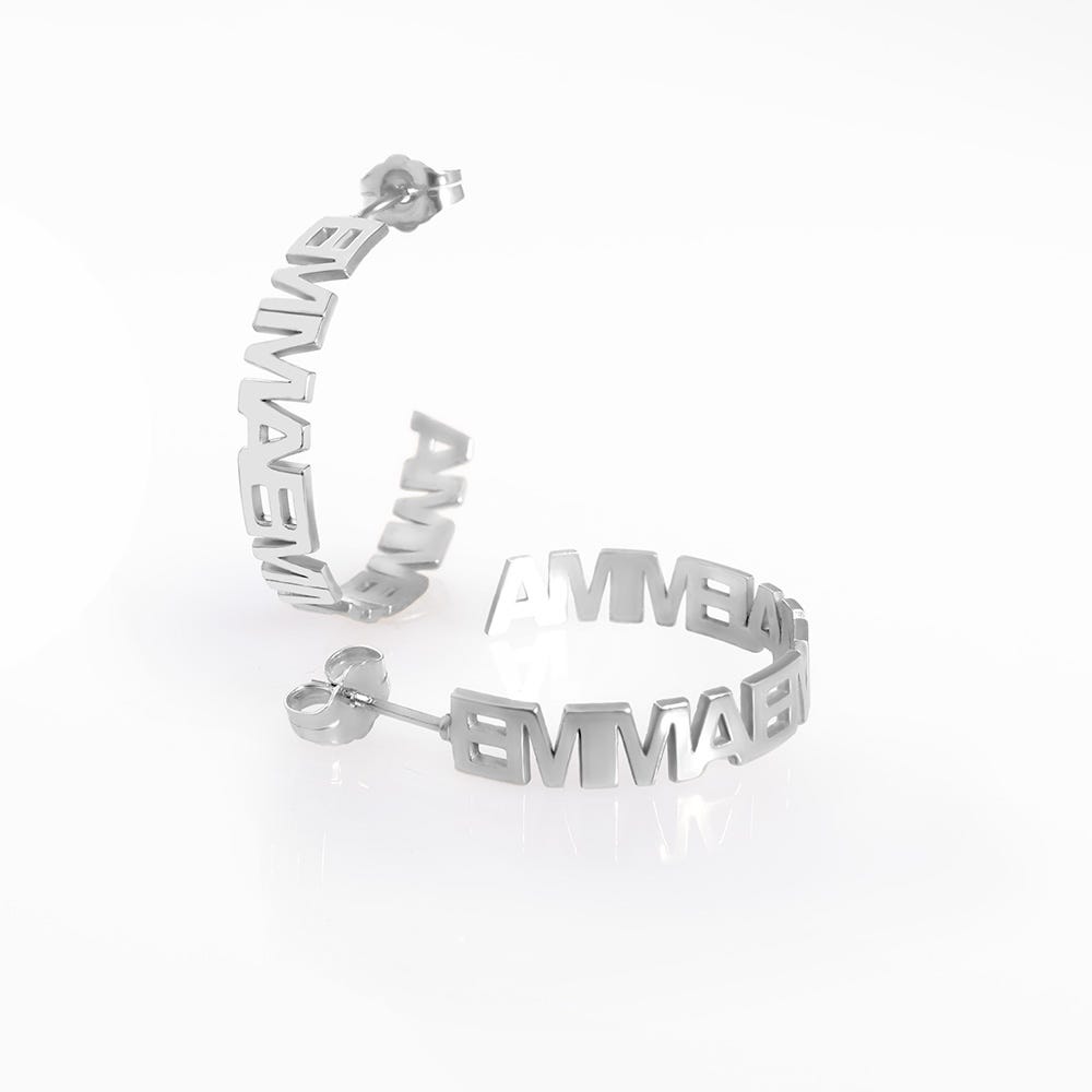Custom Cut-Out Name Hoop Earrings