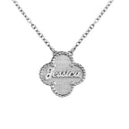 Personalized Clover Shaped Milgrain Name Necklace