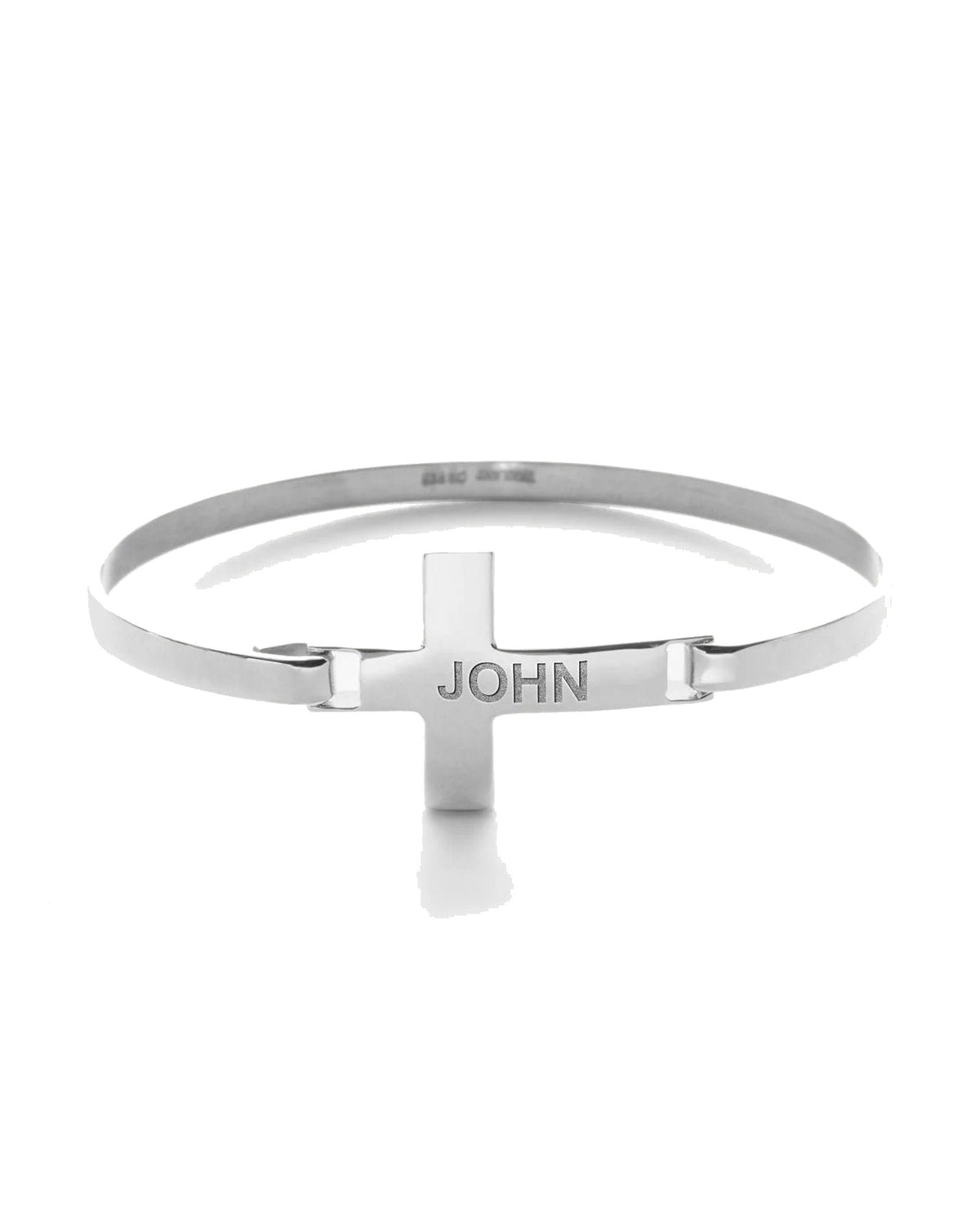 Custom Engraved Sterling Silver Cross Link ID Bracelet