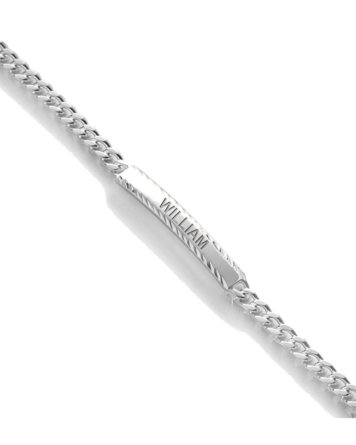 Custom Engraved Sterling Silver Diamond Cut Antiqued Curb Link ID Bracelet