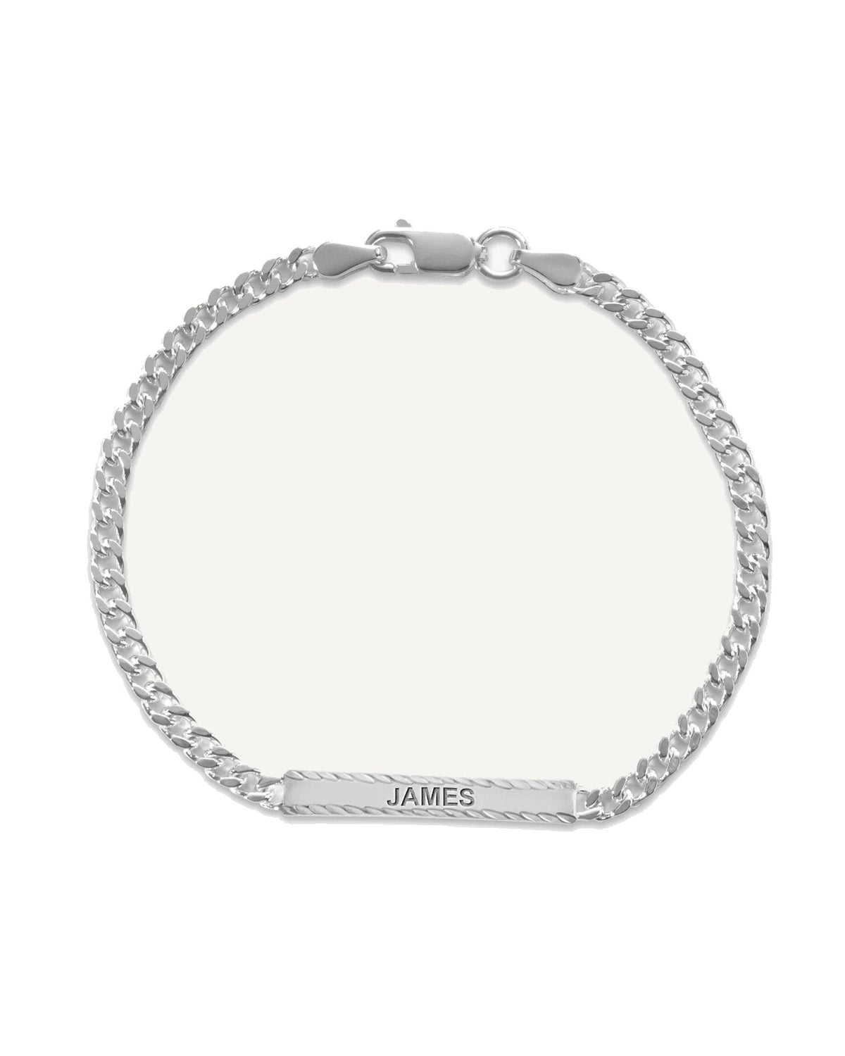 Custom Engraved Sterling Silver Diamond Cut Antiqued Curb Link ID Bracelet