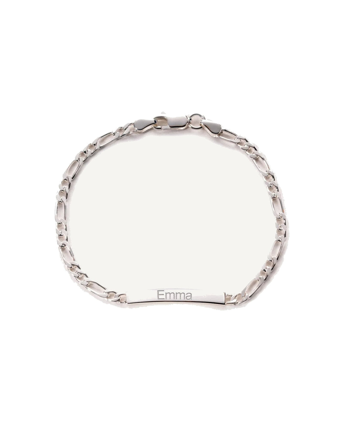 Custom Engraved Sterling Silver Figaro Link ID Bracelet