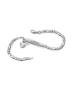 Custom Engraved Sterling Silver Women's Heart Charm ID Bracelet