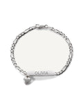 Custom Engraved Sterling Silver Women's Heart Charm ID Bracelet