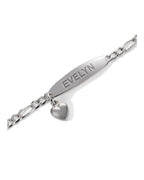 Custom Engraved Sterling Silver Women's Heart Charm ID Bracelet