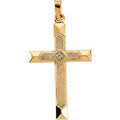 Textured-Panel Cross Pendant With Diamond