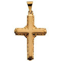 14K Yellow Gold Ornate-Edge Cross Pendant