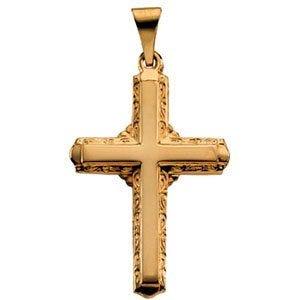 14K Yellow Gold Ornate-Edge Cross Pendant
