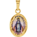 14K Yellow Gold And Porcelain Miraculous Medal
