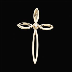 Marquise-Loop Cross Pendant With Diamond