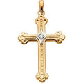 Scroll-Tip Cross Pendant With Diamond