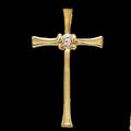 Tapered-Bar Cross Pendant With Ruby