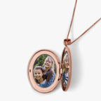 14K Rose Gold Floral Oval Photo Locket