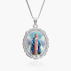Miraculous Medal Scalloped Oval Color