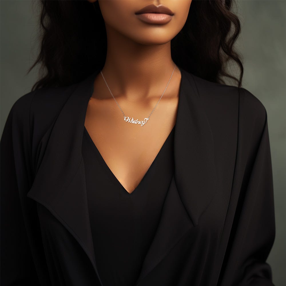 Sterling Silver Script Name Necklace with Box Chain