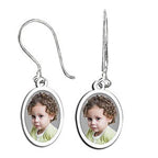 Oval Shaped Photo Pendant Kidney Wire Earrings