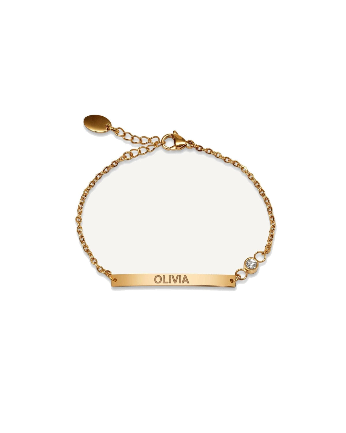 Custom Engraved 14K Gold Women's Anchor Link ID Bracelet with Diamond