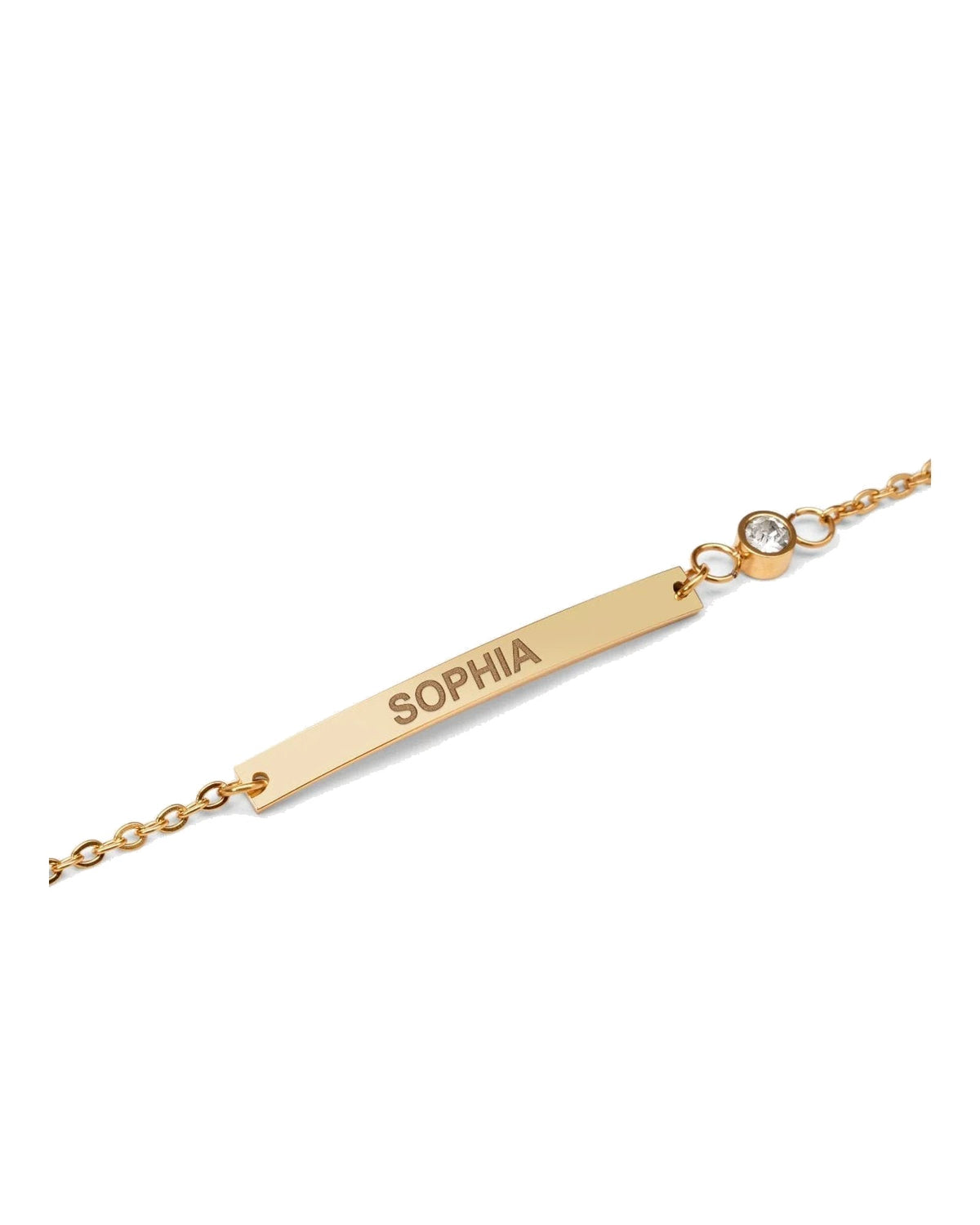 Custom Engraved 14K Gold Women's Anchor Link ID Bracelet with Diamond