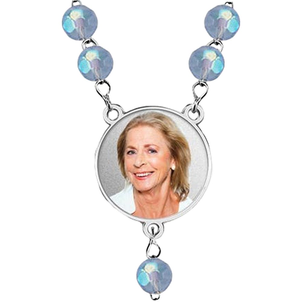 Sterling Silver Round Rosary Bead Necklace