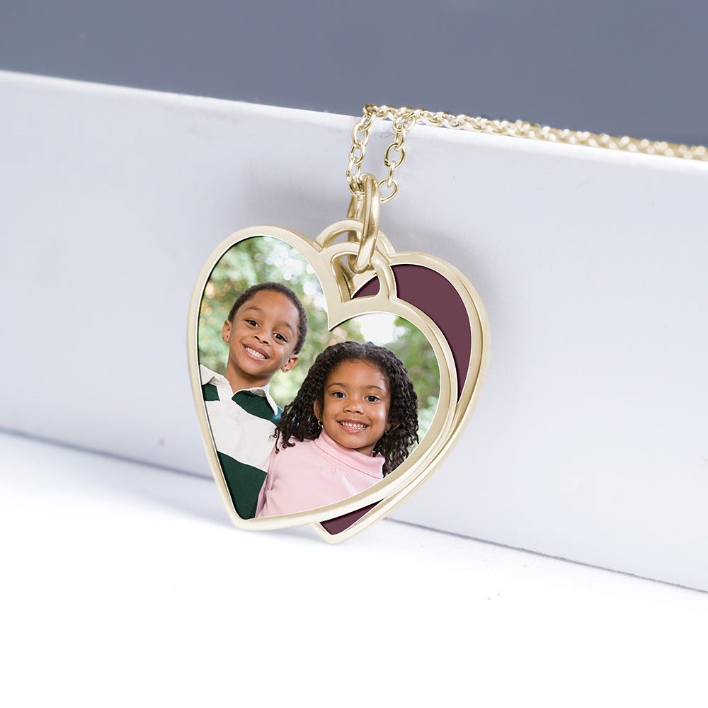 Tiffany Style Heart Swivel Photo Necklace