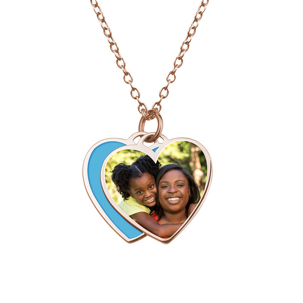 Tiffany Style Heart Swivel Photo Necklace