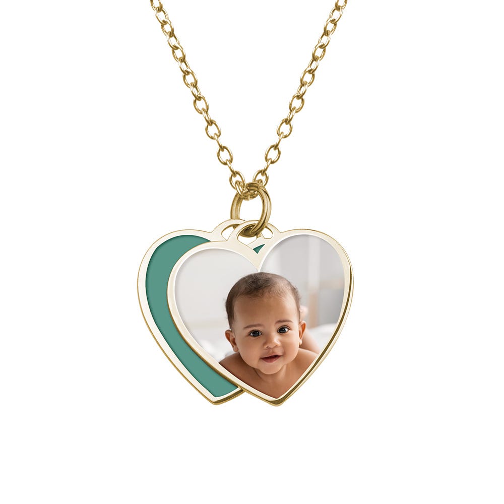 Tiffany Style Heart Swivel Photo Necklace