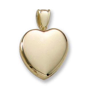 Solid 14K Yellow Gold Premium Weight Heart Photo Locket