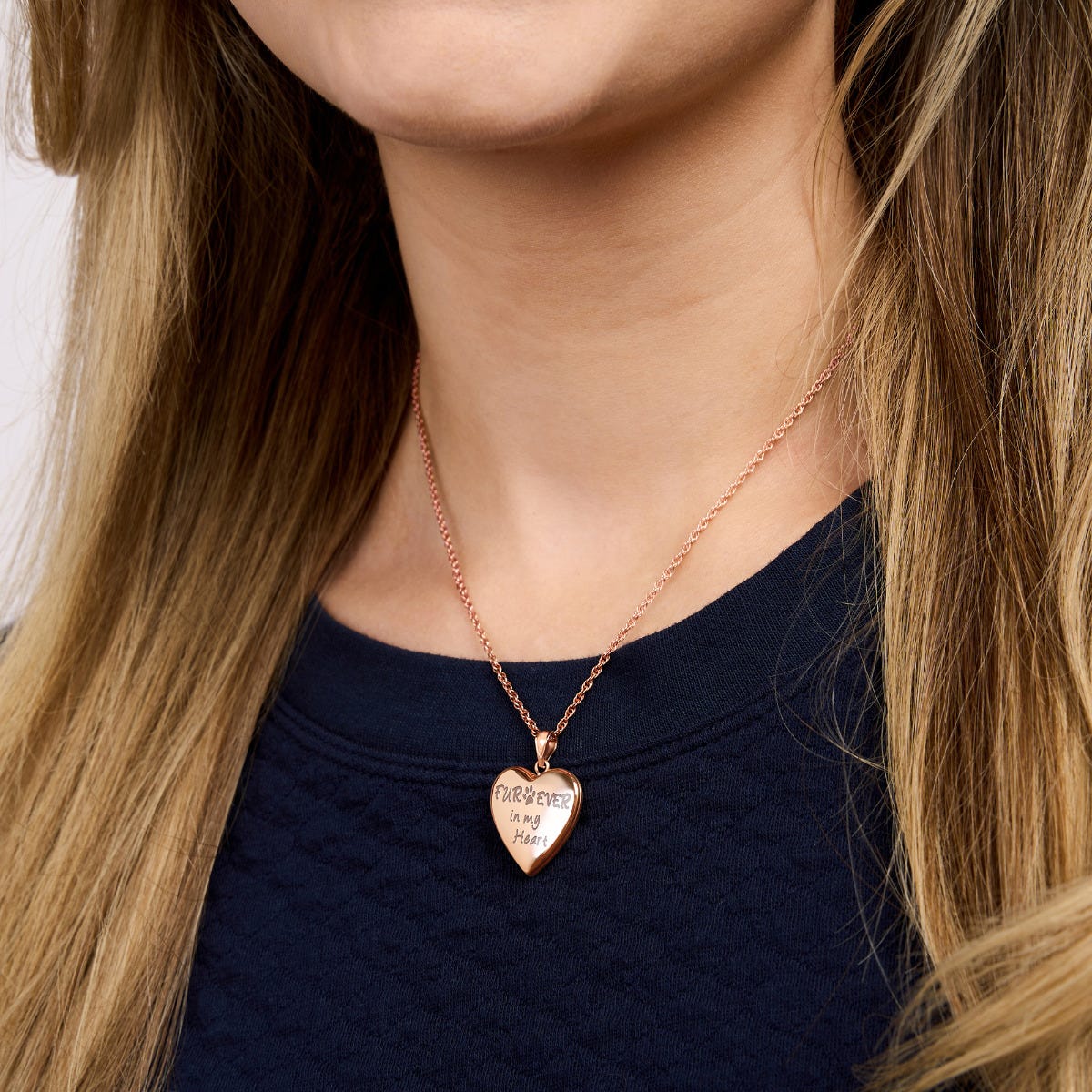 Rose Gold Plated "Furever In My Heart" Heart Photo Locket