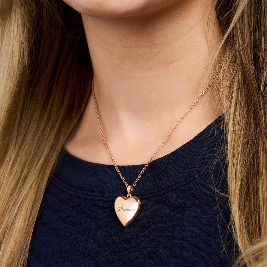 Rose Gold Plated "Forever" Heart Photo Locket