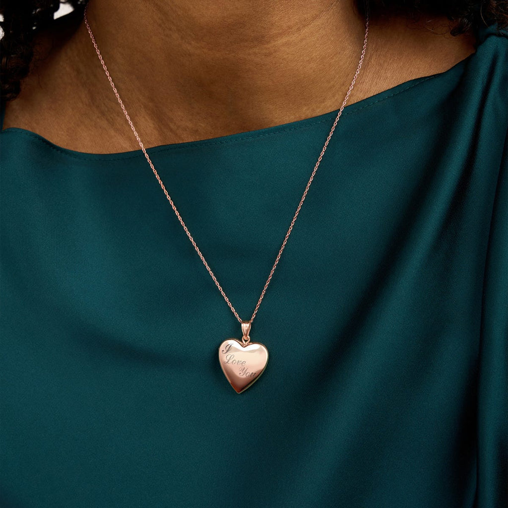 Rose Gold Plated "I Love You" Heart Photo Locket