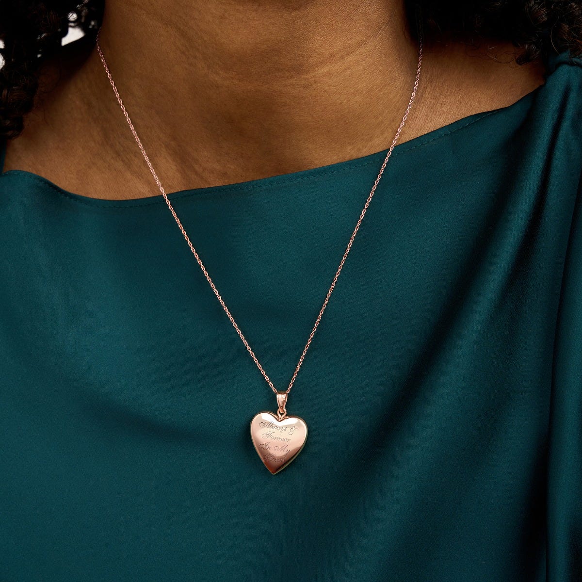 Rose Gold Plated Always & Forever In My Heart Heart Photo Locket