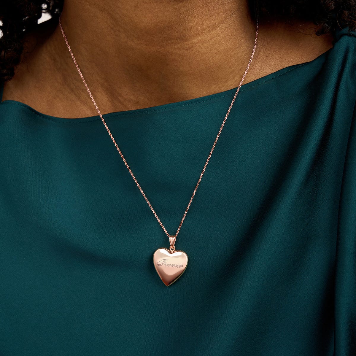 Rose Gold Plated "Forever" Heart Photo Locket