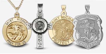 Michael Medal with Lab-Created White Sapphires FB Jewels 14K Yellow Gold St 