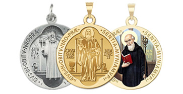 3/4 Inch Size of a Nickel Solid 14K Yellow Gold PicturesOnGold.com Saint Benedict Scalloped Round Religious Medal 
