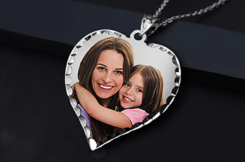 Heart Photo Pendant/Charm with Diamond Cut Edge